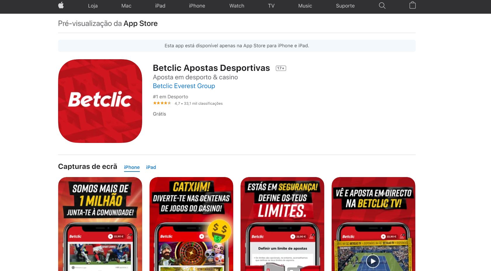 betclic apple store iOS