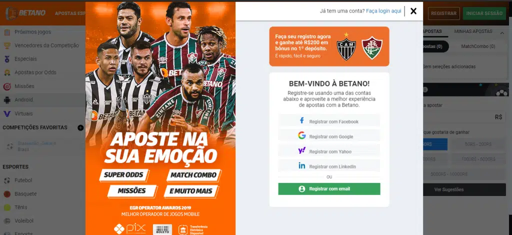 Código promocional Betano Brasil 2022