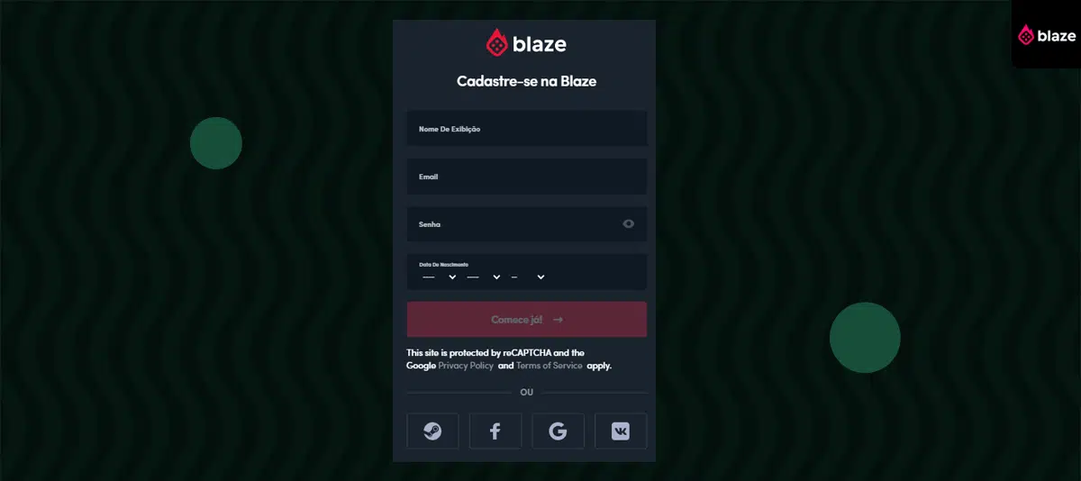 Código apostas Blaze