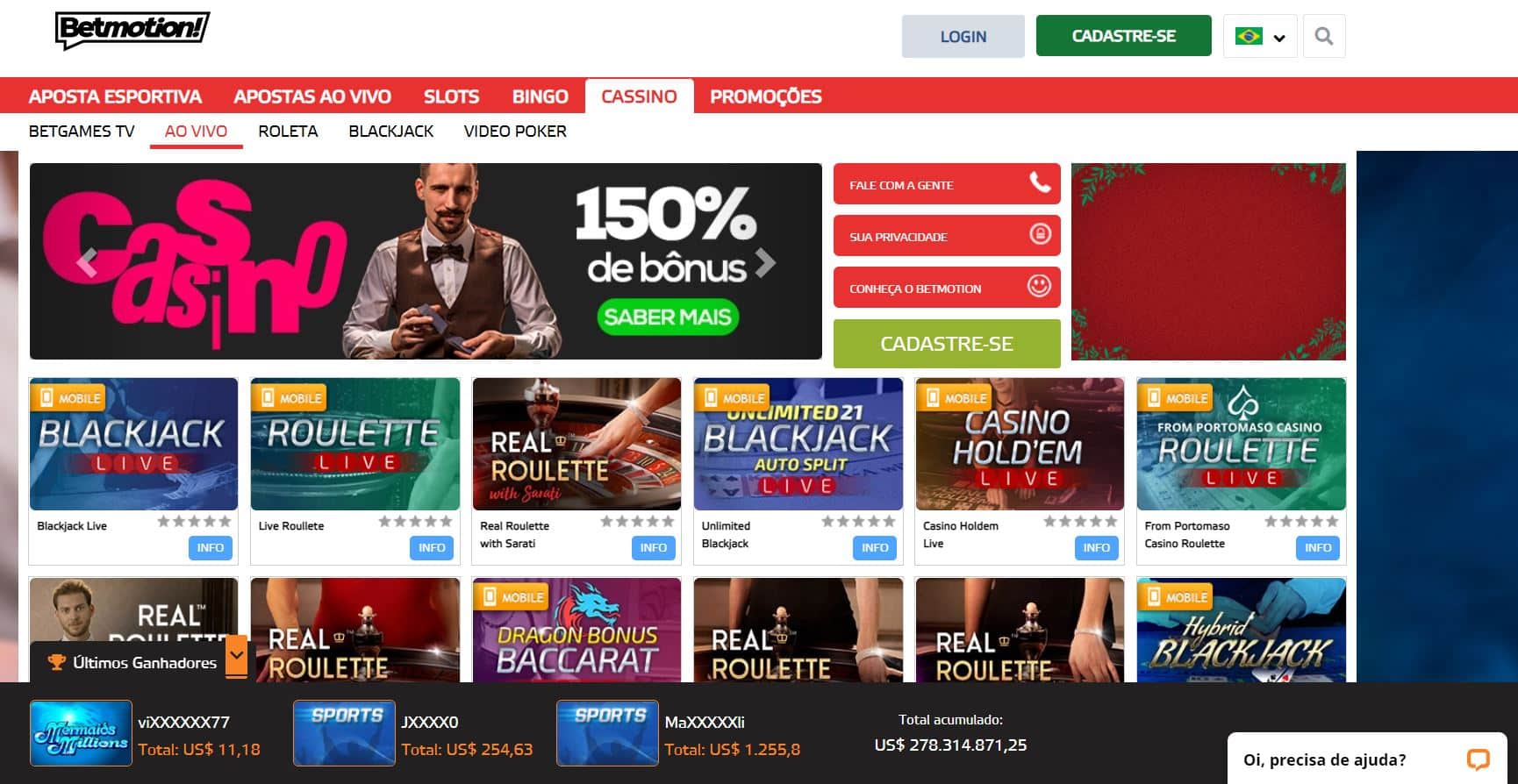 Betmotion casino - homepage