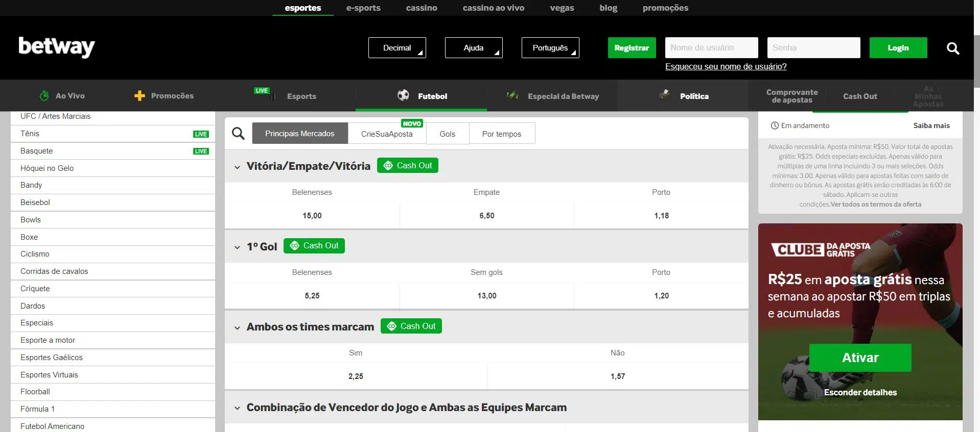 Betway ou bet365 - mercados de apostas 